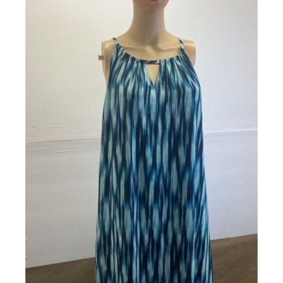 Lane Bryant Women’s Plus size 14/16 Green Stripe Beach Flowy Lined Dress Used - Picture 7 of 10